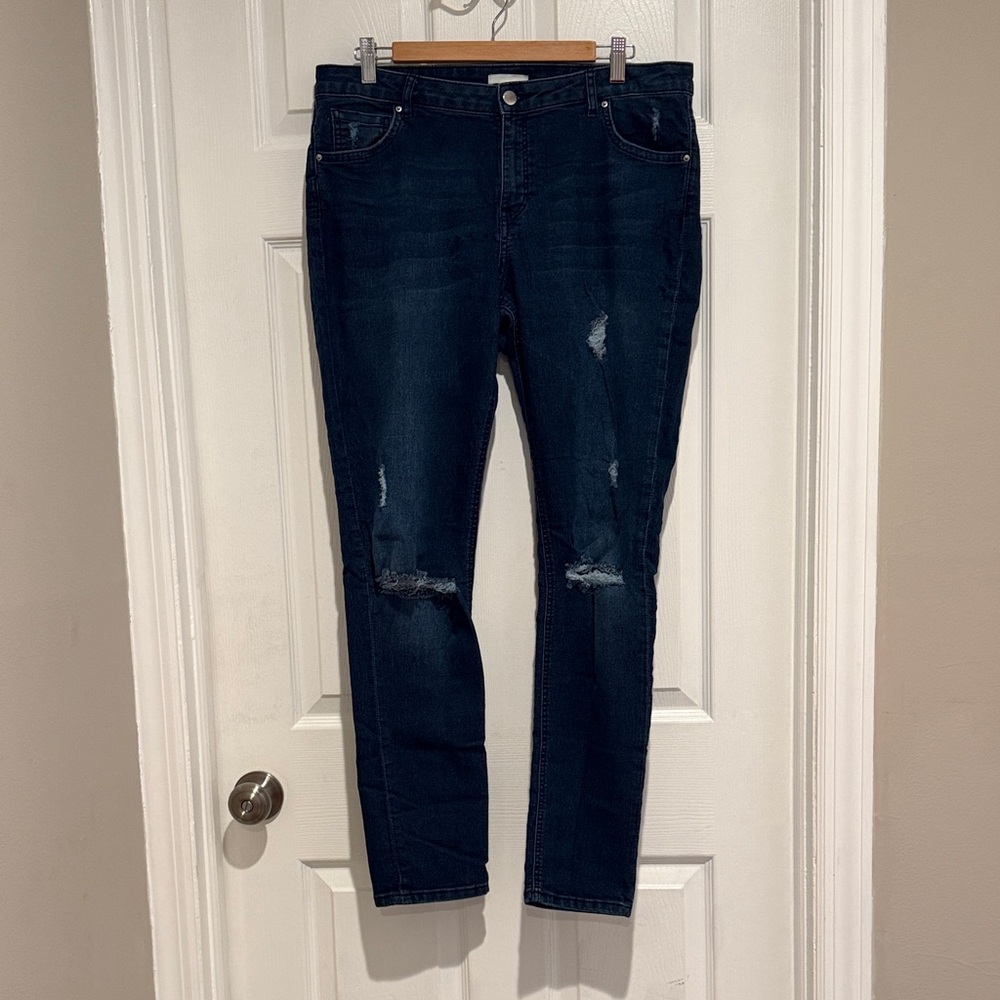 H&M Dark Indigo Ripped Skinny Jeans